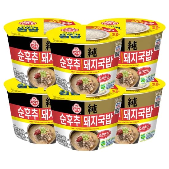 오뚜기 컵밥 얼큰 순후추 돼지국밥 311.5g 6개