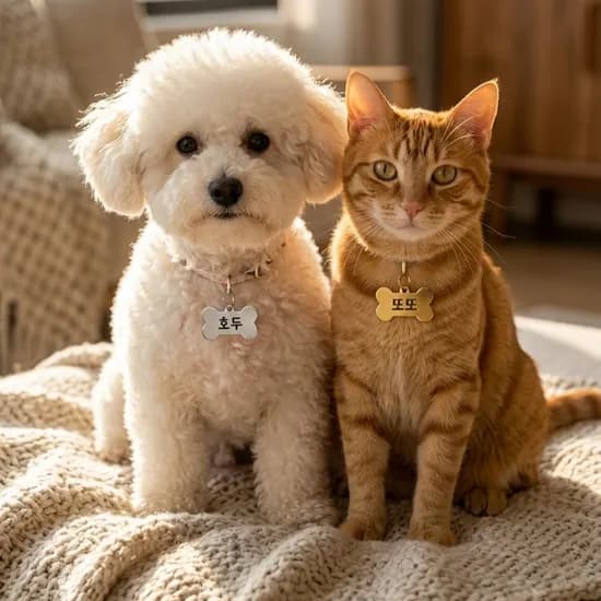 마크앤키 강아지 고양이 각인 인식표, 실버, M, 1개