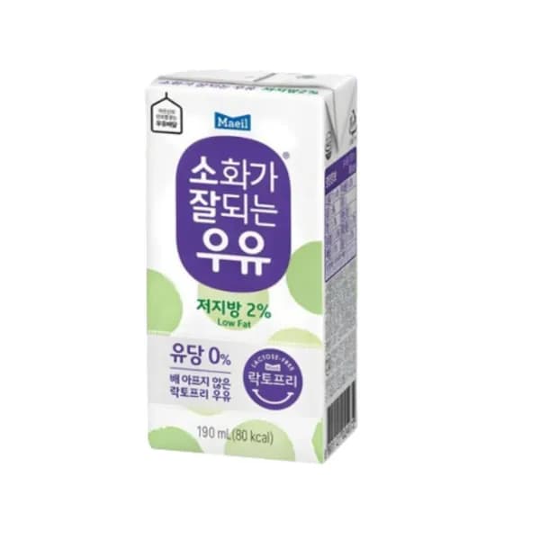 매일 소화가잘되는우유 락토프리 멸균 우유 저지방 190ml 24개