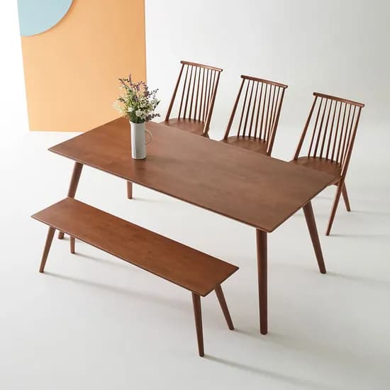 킹덤퍼니처 킹덤 원목식탁, 네츄럴, 일반 3, 벤치 1