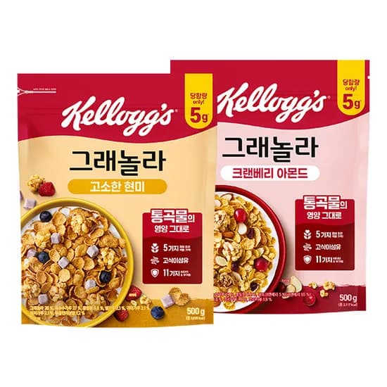 켈로그 크렌베리 아몬드 그래놀라 500g 외 1종 1세트
