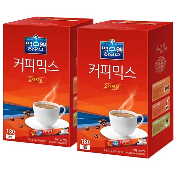 맥스웰하우스 커피믹스 오리지널 11.8g 180개입 2개 45,660원