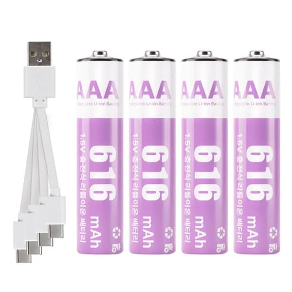 콤스 AAA USB-C 충전지 세트 LD002 1.5V 4개