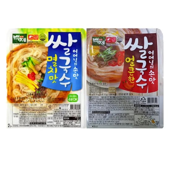 백제 쌀국수 멸치맛 92g 6개 외 얼큰한맛 90g 6개