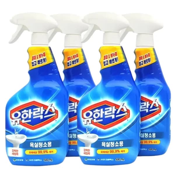유한락스 욕실청소용 500ml 4개