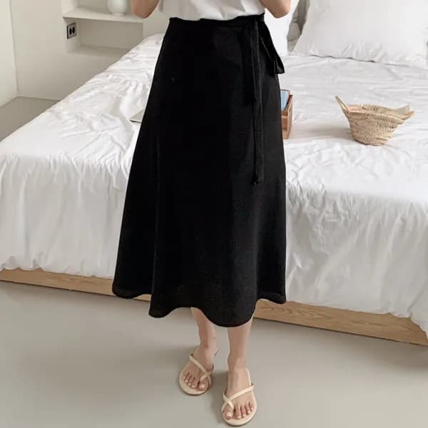 클리티아 롱 랩 스커트 블랙 16,900원