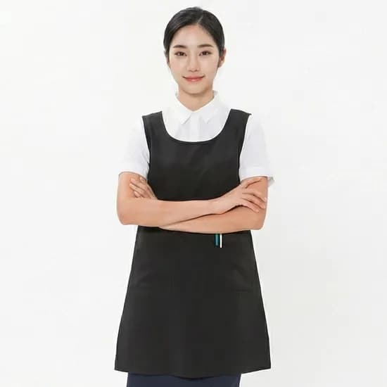 포그니 원피스 앞치마, 검정, L, 1개