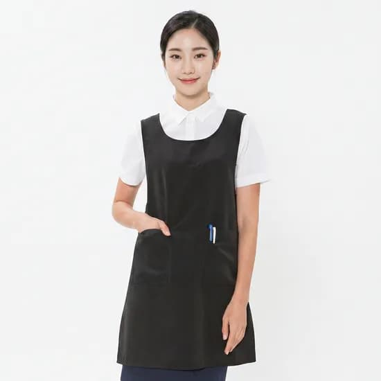 포그니 원피스 앞치마, 검정, XL, 1개