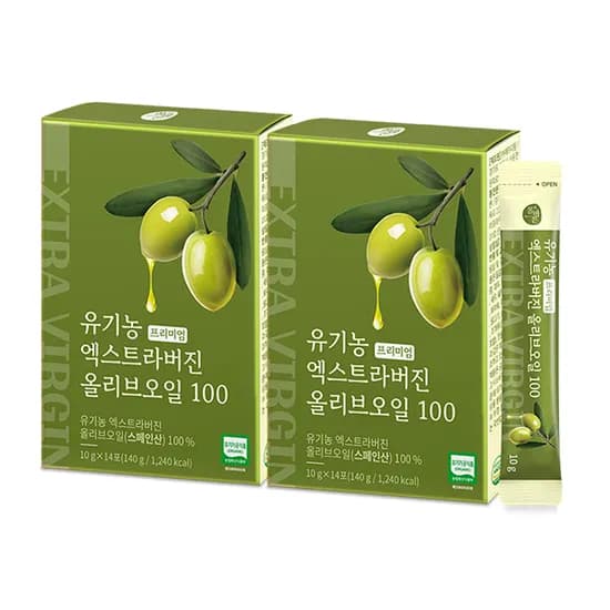 올바른 유기농 프리미엄 엑스트라버진 올리브오일 100, 10g, 14포, 2박스