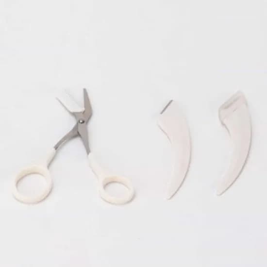 반달형 눈썹칼 숱가위 눈썹정리 세트, 화이트, 3개