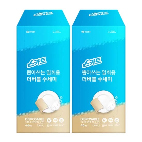 스카트 뽑아쓰는 일회용 더 버블 수세미, 베이지, 46매입, 2팩