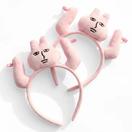 핑크 토끼 머리카락 잡는 웃긴 쓸모없는 선물 머리띠 파티 소품, 2개입