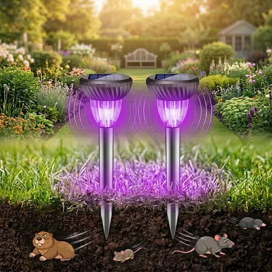볼리 태양광 RGB 조명 쥐퇴치기 뱀 고양이 퇴치 초음파 정원등 마당, 2개