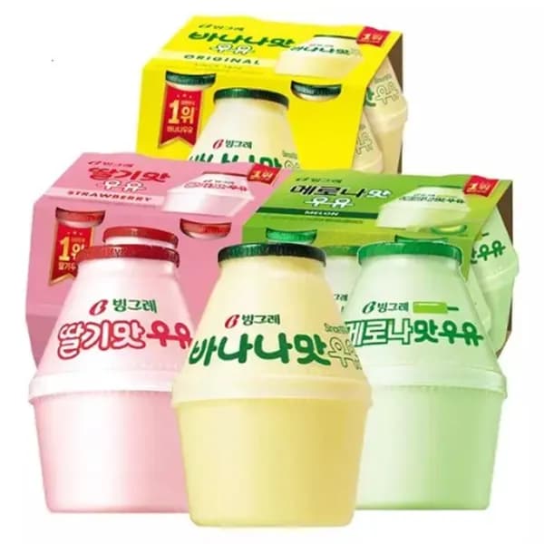 빙그레 단지우유 바나나맛 4개 + 딸기맛 4개 + 메로나맛 4개 240ml 12개