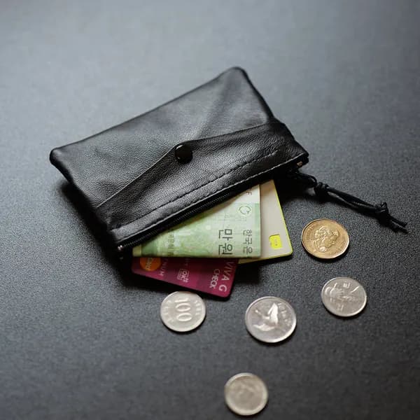 양가죽 동전지갑 카드지갑 에어팟 미니 파우치 블랙 12.7x8cm 1개