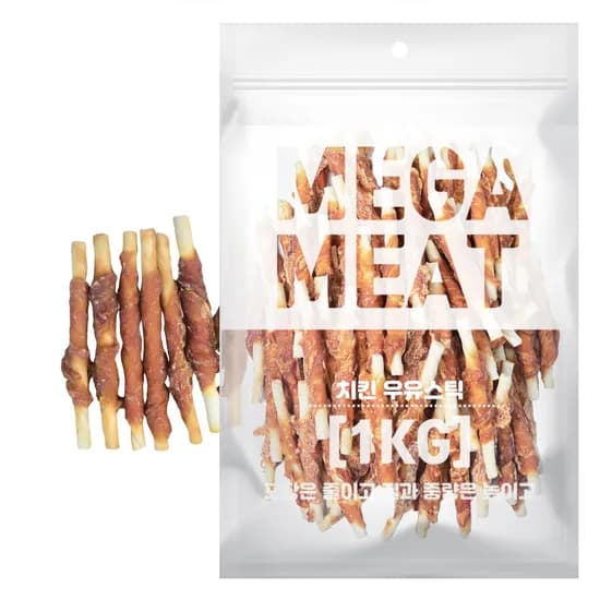 메가미트 강아지 간식, 치킨우유스틱, 1kg, 1개