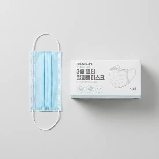 더나은 3중필터 일회용 마스크 대형 블루 50개 1개