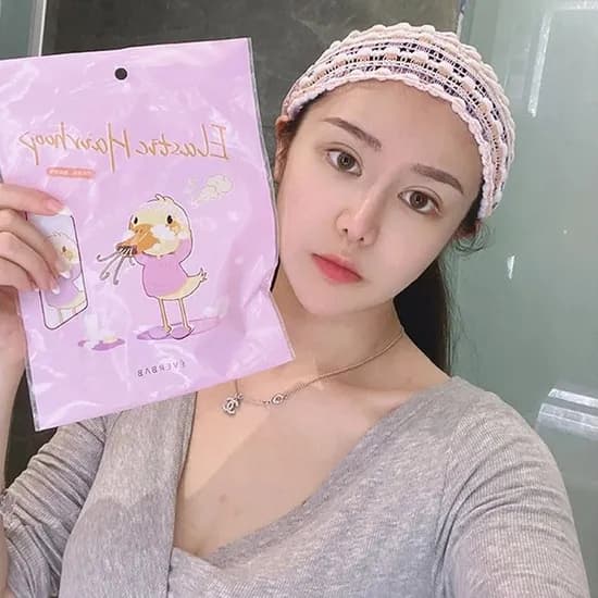 원앤두마켓 니트형 세안 헤어밴드 샤워캡 퍼플, 1개