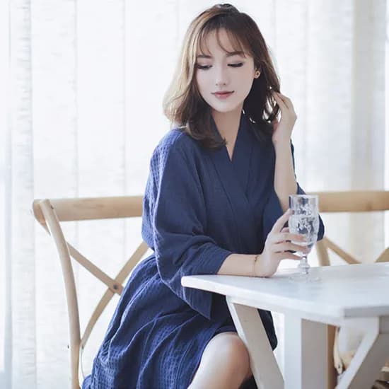 에코벨 와플 샤워 목욕가운 L 네이비 1개
