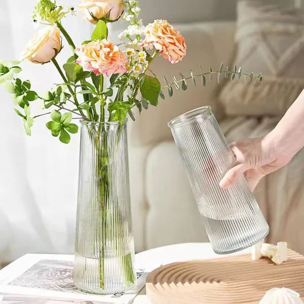 에코벨 유리 화병 스트라이프 22cm 1개