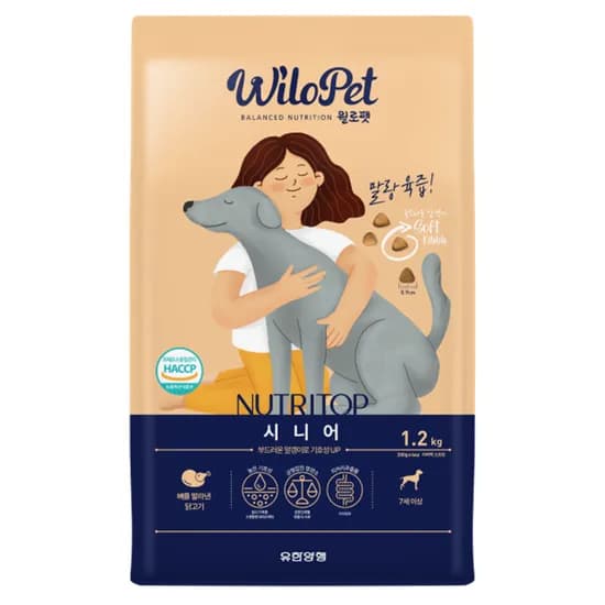 유한양행 윌로펫 뉴트리탑 시니어 말랑육즙 소프트사료, 7세이상, 닭, 1.2kg, 1개