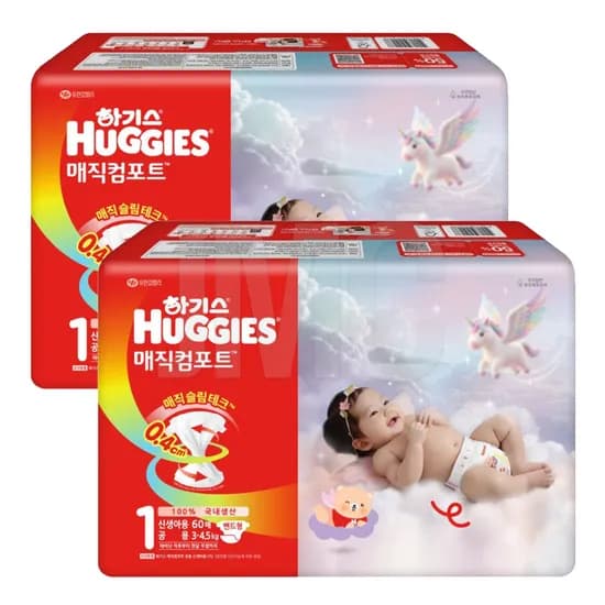 유한킴벌리 하기스 매직컴포트, 공용, 밴드형, 1단계, 64매x2팩, 128매