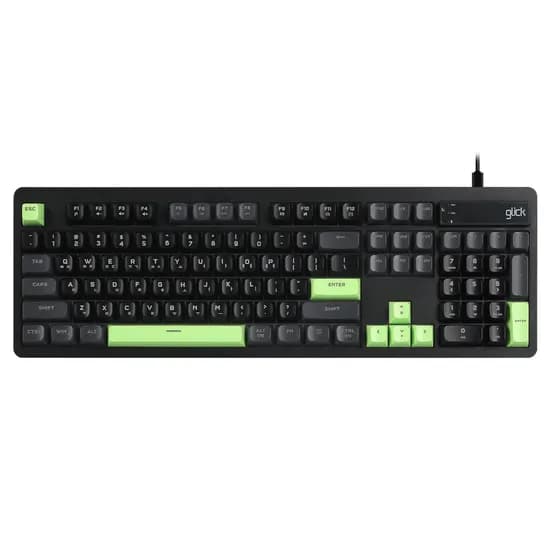 지클릭커 OFFICEPRO OPK50 사일런스 M RGB 풀윤활 무소음 방수 키보드 104키 포커그린 멤브레인