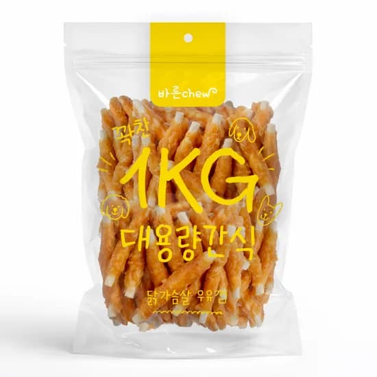 바른츄 닭가슴살우유껌, 1kg, 1개