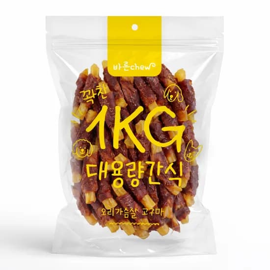 바른츄 오리가슴살고구마, 1kg, 1개