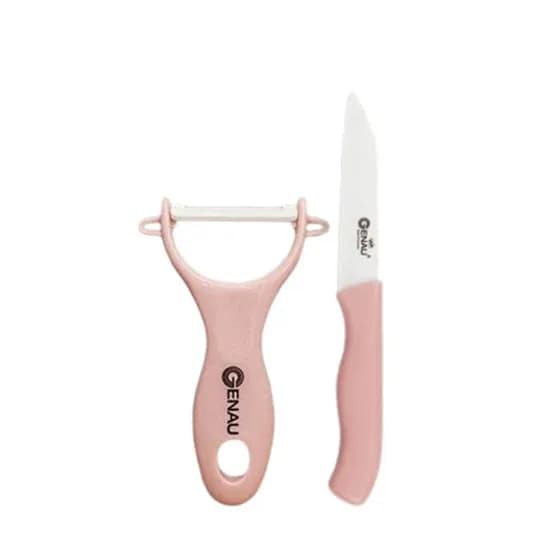 제너 세라믹 감자칼 과도 세트, 핑크화이트, 16.4cm, 2개, 1개