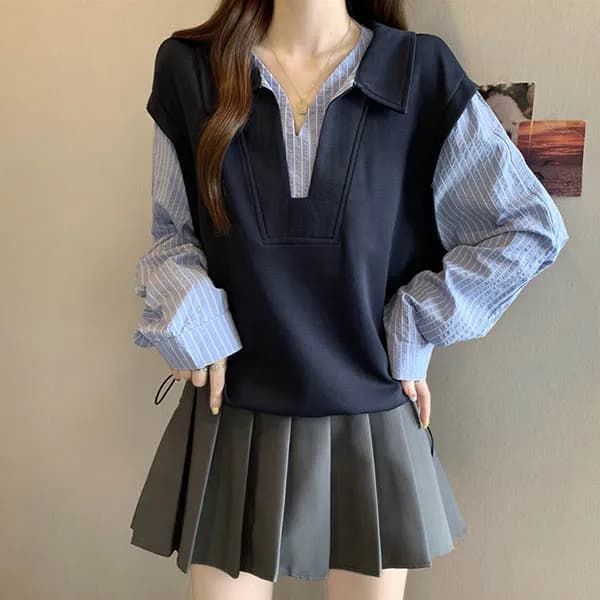 모던 레이어링 블라우스 PA3BL004 블랙 XL 1개