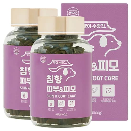 댕이수랏간 강아지 피부 영양제 침향 피부&피모, 100g, 99정, 2개