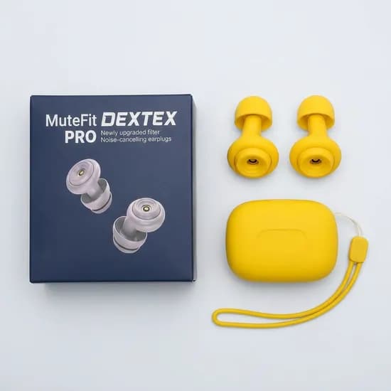 DEXTEX 뮤트핏Pro 실리콘 소음 차단 수면 귀마개 레몬옐로우 1세트