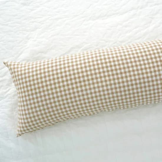 스코홈 안고베고 롱쿠션 긴베개 바디필로우 커버, 체크베이지, 100x40cm, 1개