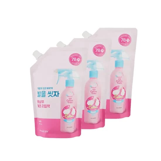온더바디 코튼풋 발을씻자 풋샴푸 리필, 비누향, 500ml, 3개