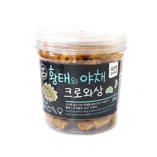 아침애 수제간식 김선생 간식타임, 황태와 야채 크로와상, 300g, 1개