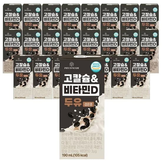파이토메이드 고칼슘&비타민D 두유 검은콩, 190ml, 24개