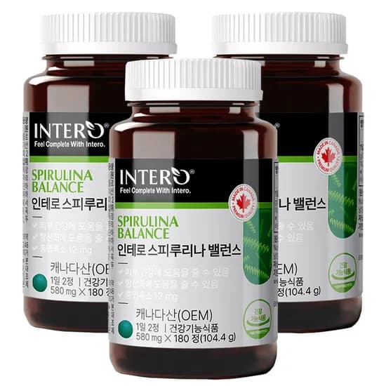 인테로 스피루리나 밸런스 580mg 180정 3통
