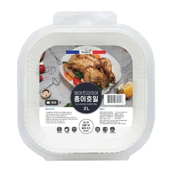 리빙베리 에어프라이어 종이호일 사각, 16cm, 2L, 90매, 1개