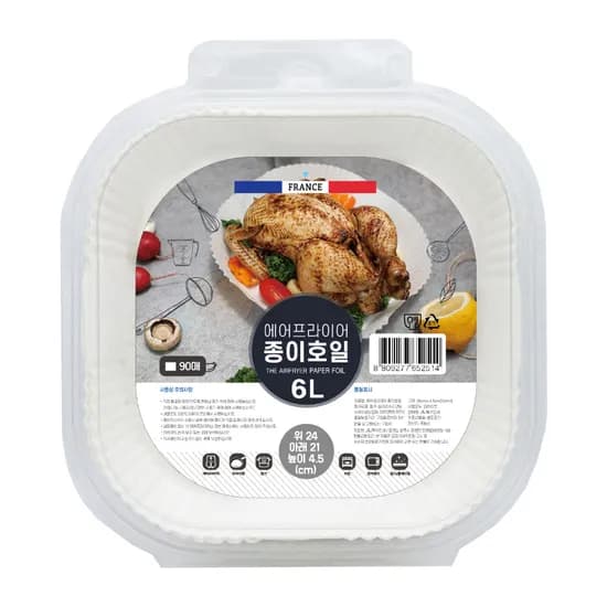 리빙베리 에어프라이어 종이호일 사각, 6L, 21x24x4.5cm, 90매, 1개