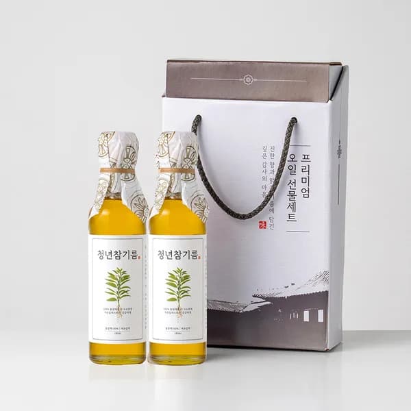 청년 참기름 선물세트 180ml 2개입 1세트