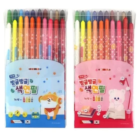 모닝글로리 20색 빙글빙글 색연필 블루 1개