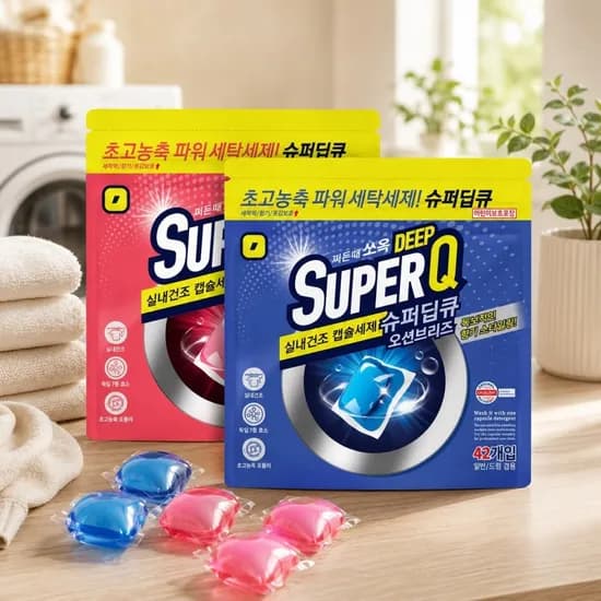 슈퍼딥큐 캡슐세제 오션브리즈 42개입 1개 외 플라워 코튼 42개입 1개 1세트