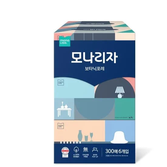 모나리자 보타닉포레 미용티슈, 300매, 6입, 1팩