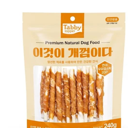탭비토퍼 개껌, 연어 우유껌 스틱, 20개입, 240g, 1개