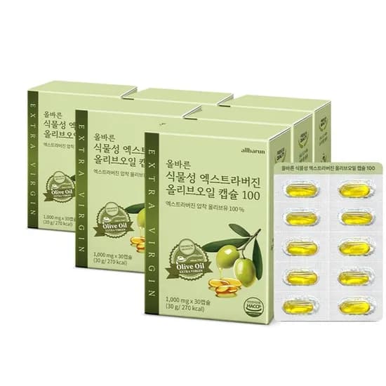 올바른 식물성 엑스트라버진 올리브오일 캡슐, 30g, 30캡슐, 6박스