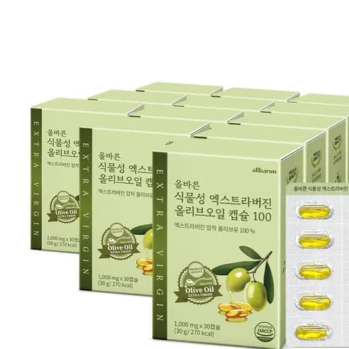 올바른 식물성 엑스트라버진 올리브오일 캡슐, 30g, 30캡슐, 12박스