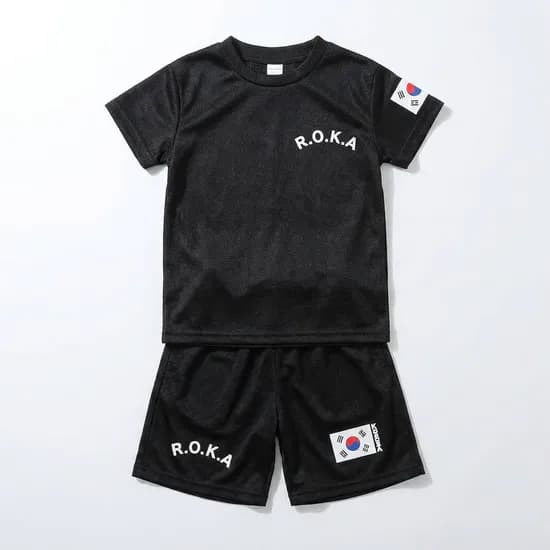 반팔 로카 상하세트, 블랙, 3XL