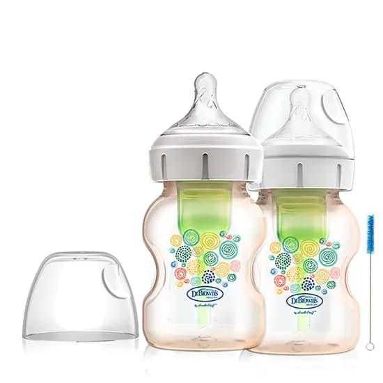 닥터브라운 옵션스 플러스 PPSU 와이드넥 젖병, 플라워, 갈색, 150ml, 2개