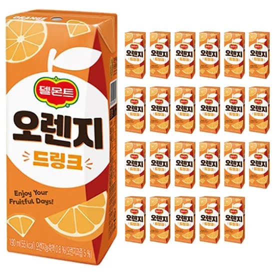 롯데칠성음료 델몬트 오렌지 드링크 190ml 24개